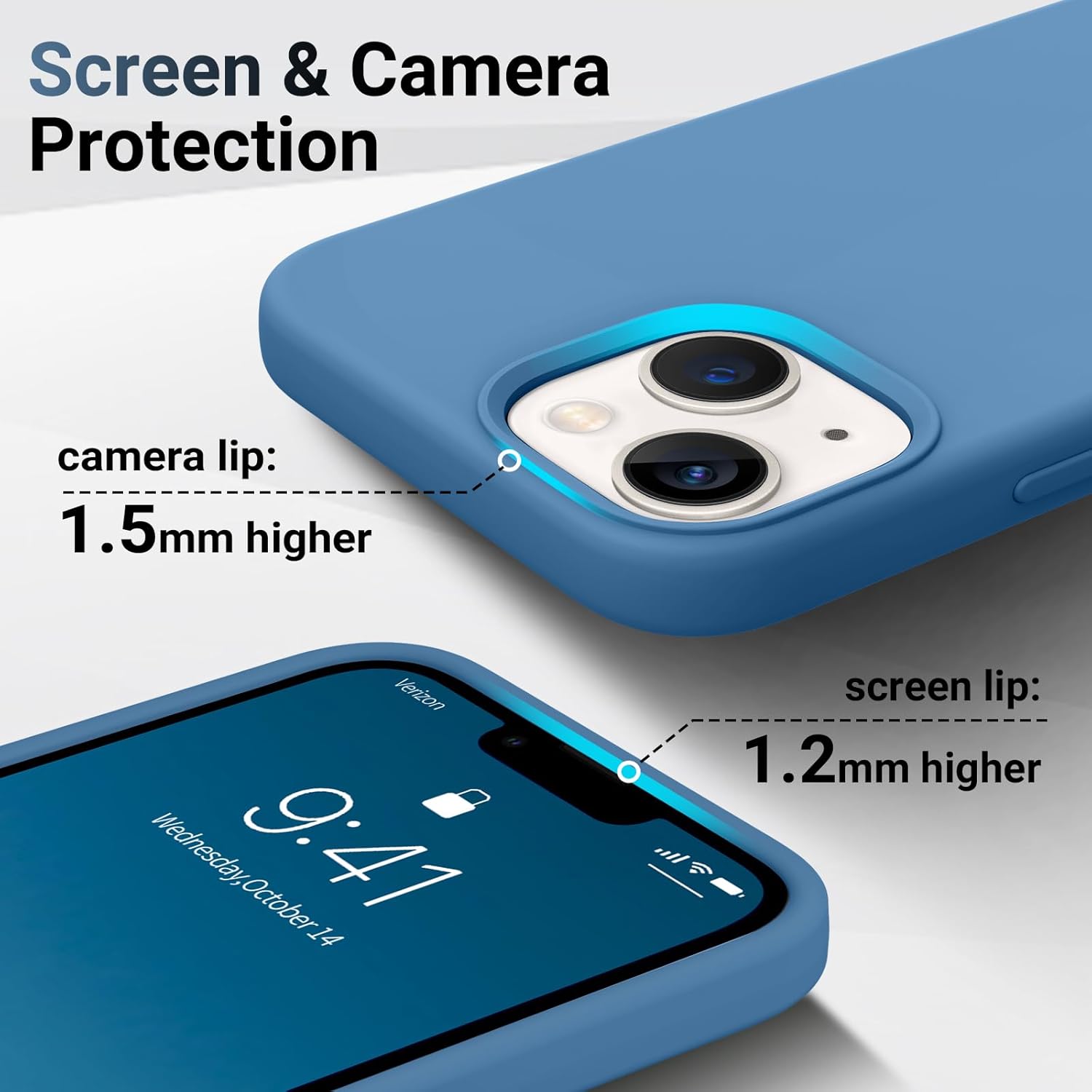 AOTESIER Funda para iPhone 13 Mini, protección militar a prueba de golpes, funda de silicona líquida con forro de microfibra suave antiarañazos,