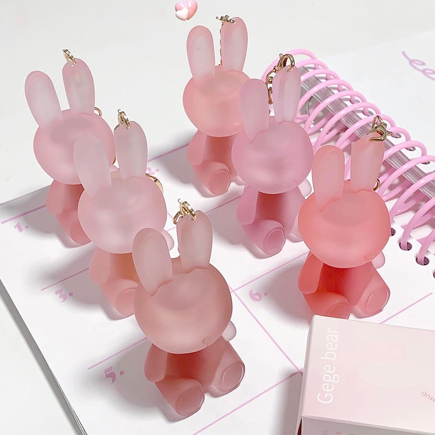 Juego de lápices labiales líquidos de terciopelo mate de 6 colores, lindo esmalte de labios de conejo 2 en 1, llavero para brillo de labios, tinte