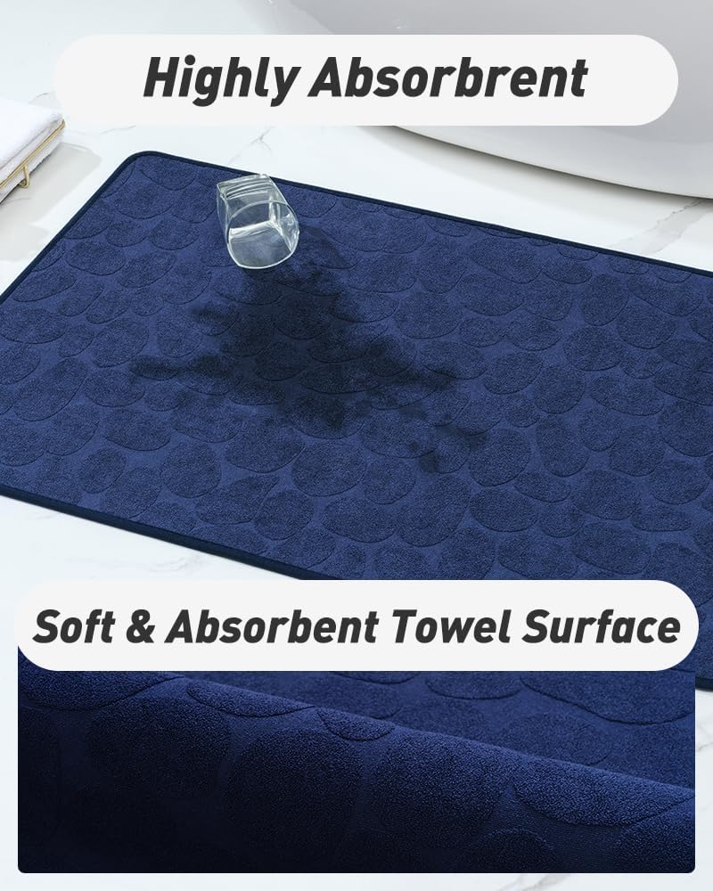 COCOER Tapete de baño antideslizante, súper absorbente, lavable para baño con parte trasera de goma, tapetes de baño finos para debajo de la puerta,