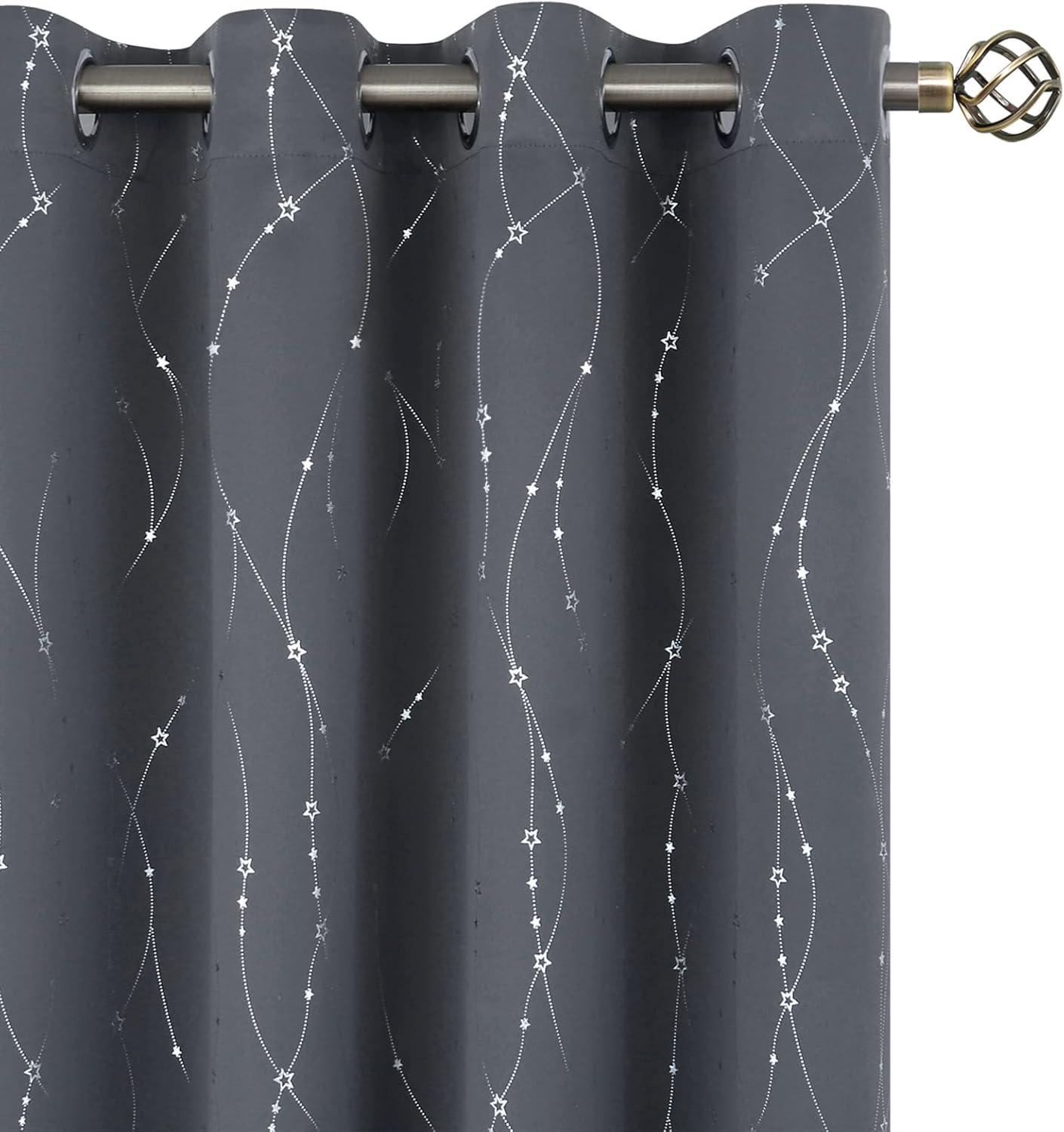 BGment Cortinas opacas para niños, 84 pulgadas de largo, estampado de estrellas y ondas, cortinas para oscurecer la habitación, cortinas con