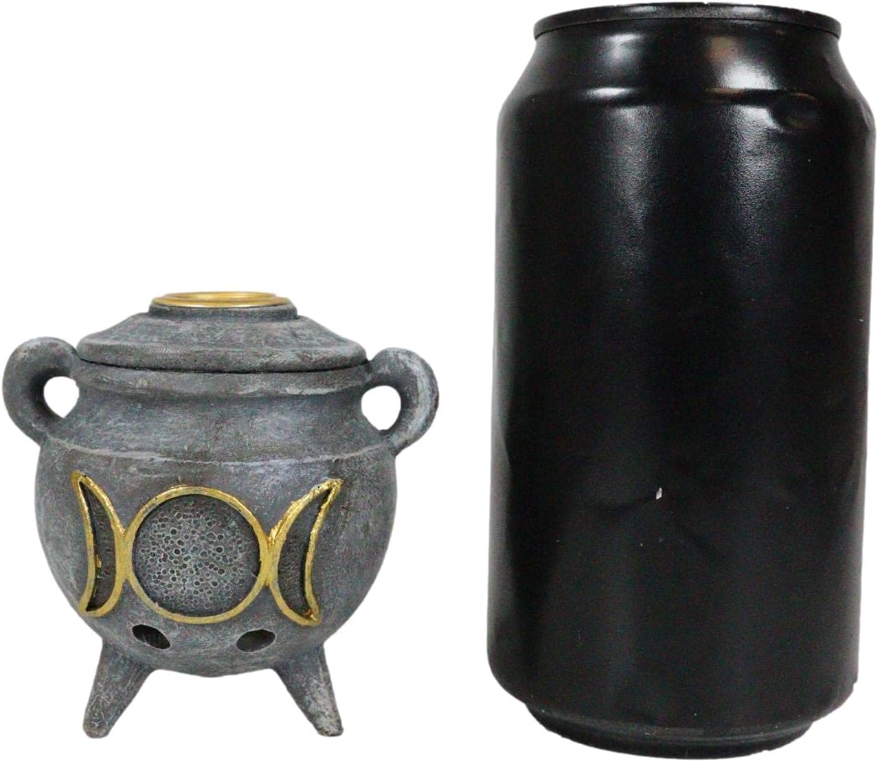 Ebros Gift Witchcraft Wicca Sagrada Triple Luna Femenina Símbolo de Diosa Caldero Cono de Incienso Reflujo Titular Estatuilla de Halloween Oculto