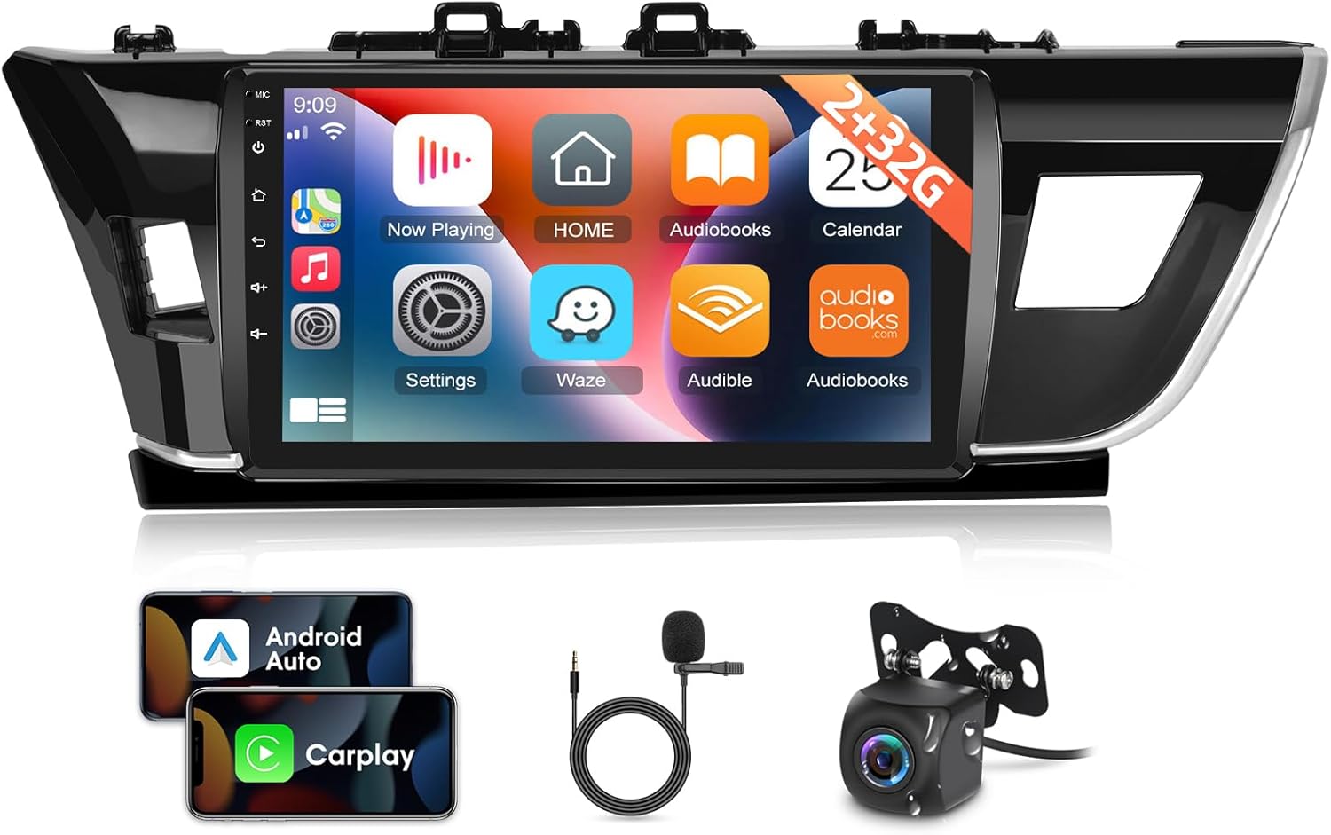 Radio de coche para Toyota Corolla 2013 2014 2015 2016 con Apple Carplay inalámbrico y Android Auto, Android 10.1 pulgadas unidad principal con WiFi