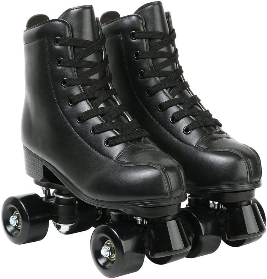 XUDREZ Patines de ruedas de doble fila para unisex, patines de piel sintética, patines de cuatro ruedas, patines brillantes