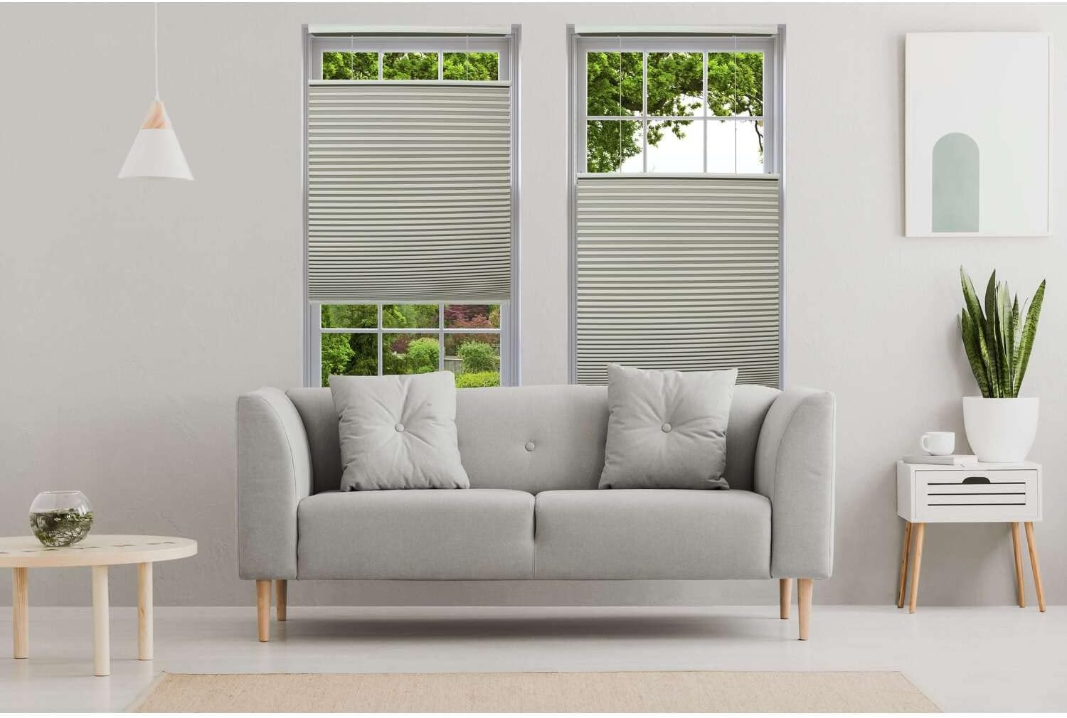 Linen Avenue Persiana opaca celular inalámbrica de arriba hacia arriba de abajo 57 12 pulgadas de ancho x 48 pulgadas de alto, gris oscuro (llega 14