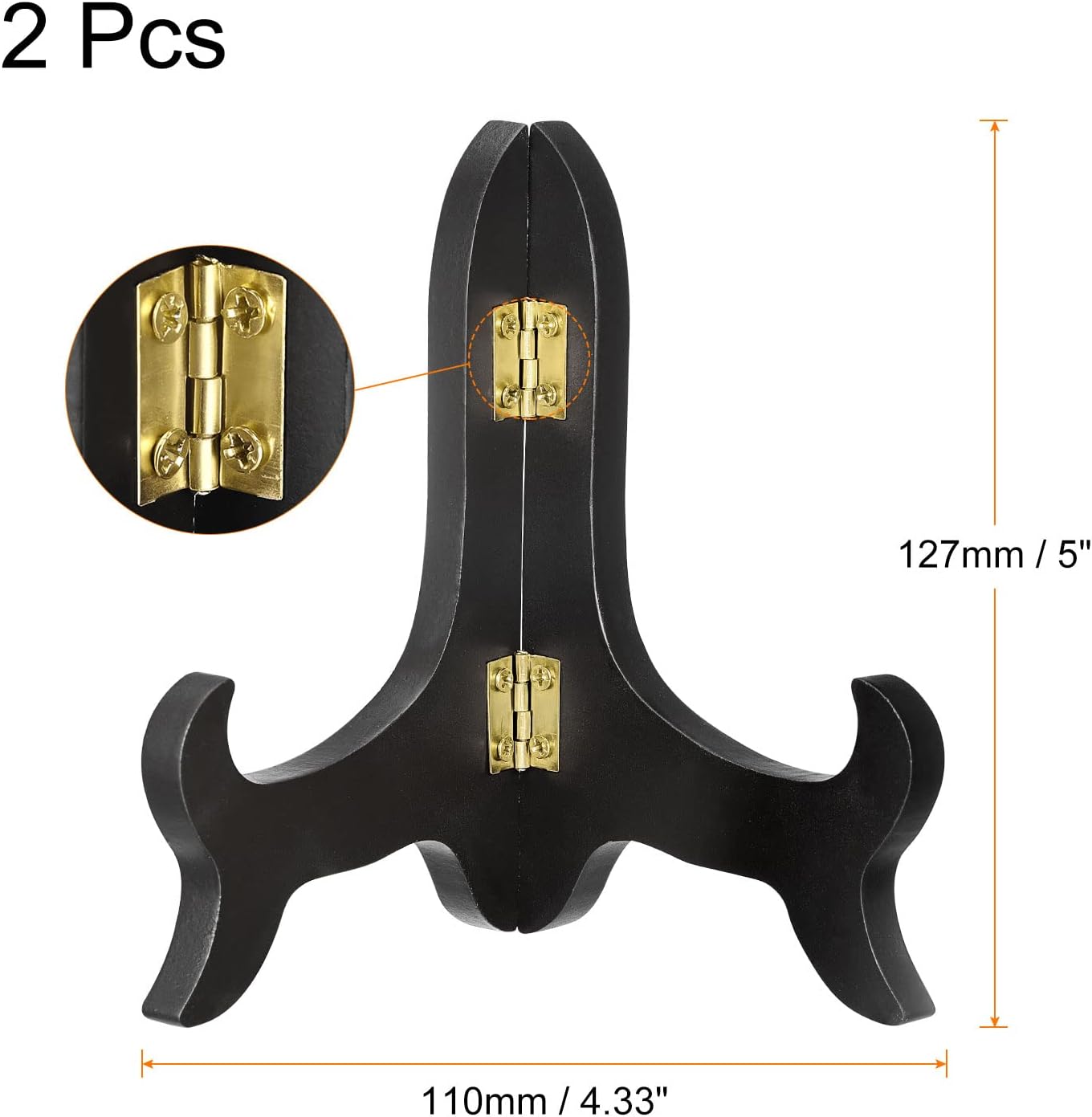 uxcell 2pcs 5″ soporte de placa de caballete, soporte de exhibición plegable de madera negro para marco de imagen decorativo