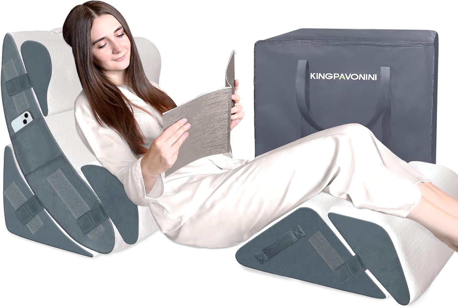Juego de 6 almohadas ortopédicas XL de cuña para dormir, de espuma viscoelástica de gel para postcirugía, para espalda, cuello, soporte de piernas,