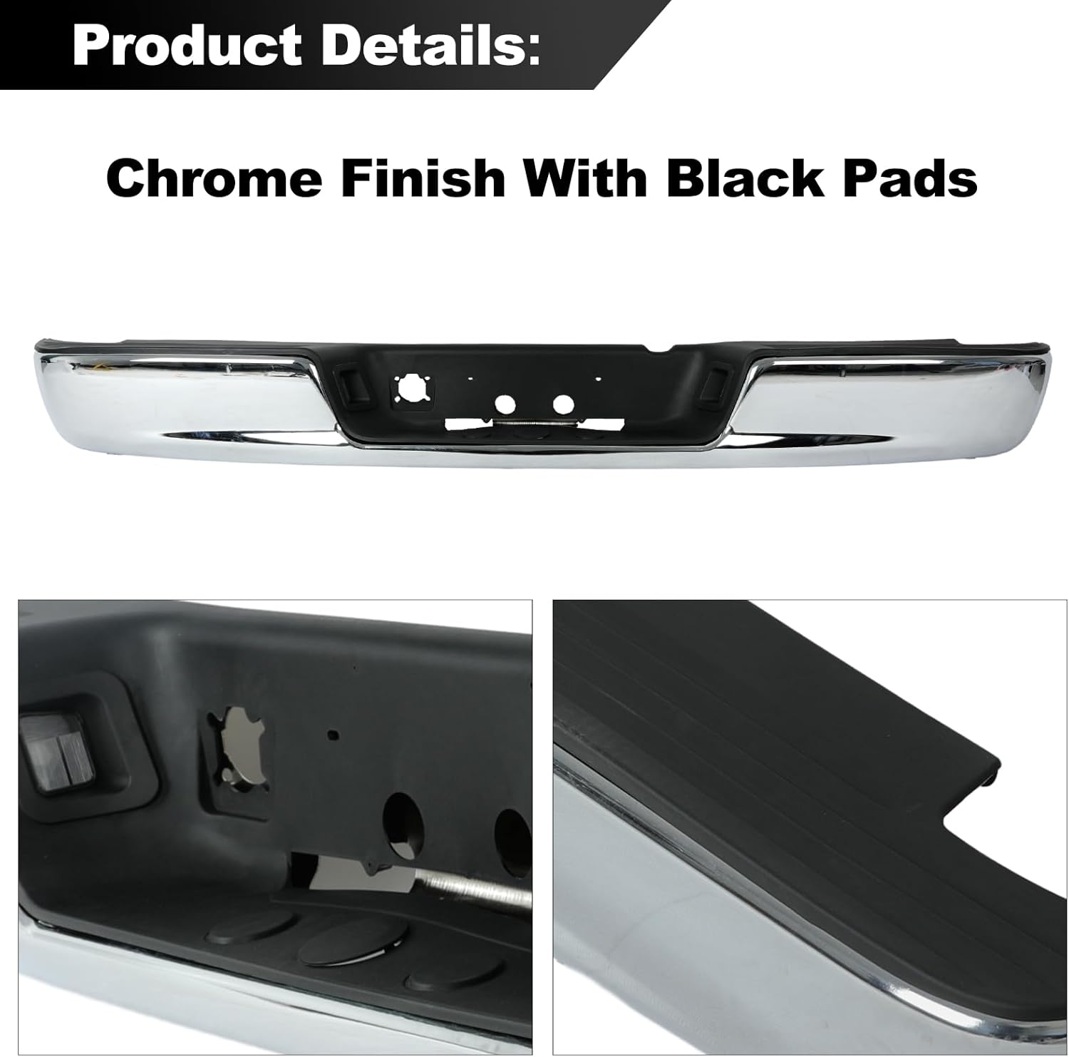 Conjunto de parachoques trasero compatible con Ram 1500 2002-2008 2003-2009 Ram 2500 3500, parachoques de acero cromado de camioneta con soportes de