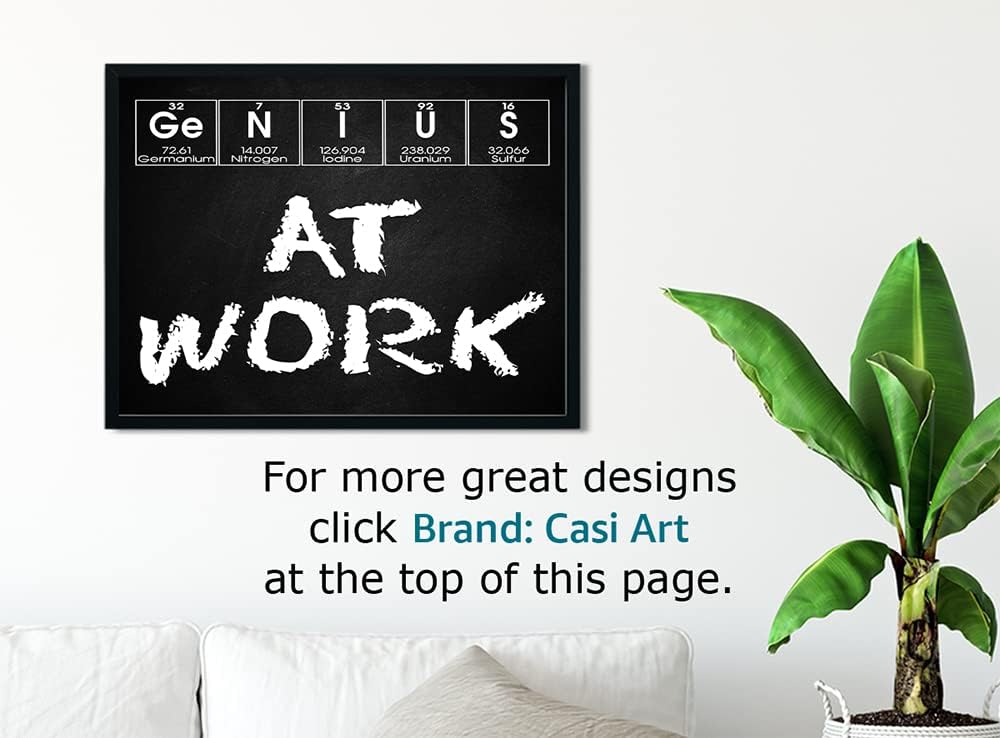 Genius At Work – Póster científico divertido sin marco, 14 x 11 pulgadas, arte químico, ideal para laboratorio de ciencias, dormitorio de