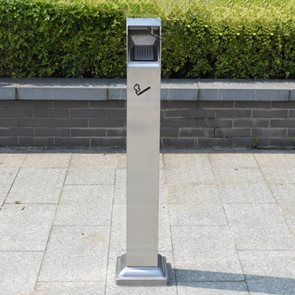 Bote de basura Cenicero de piso de acero inoxidable, resistente al viento, colector de cenizas para interiores y exteriores, cenicero vertical