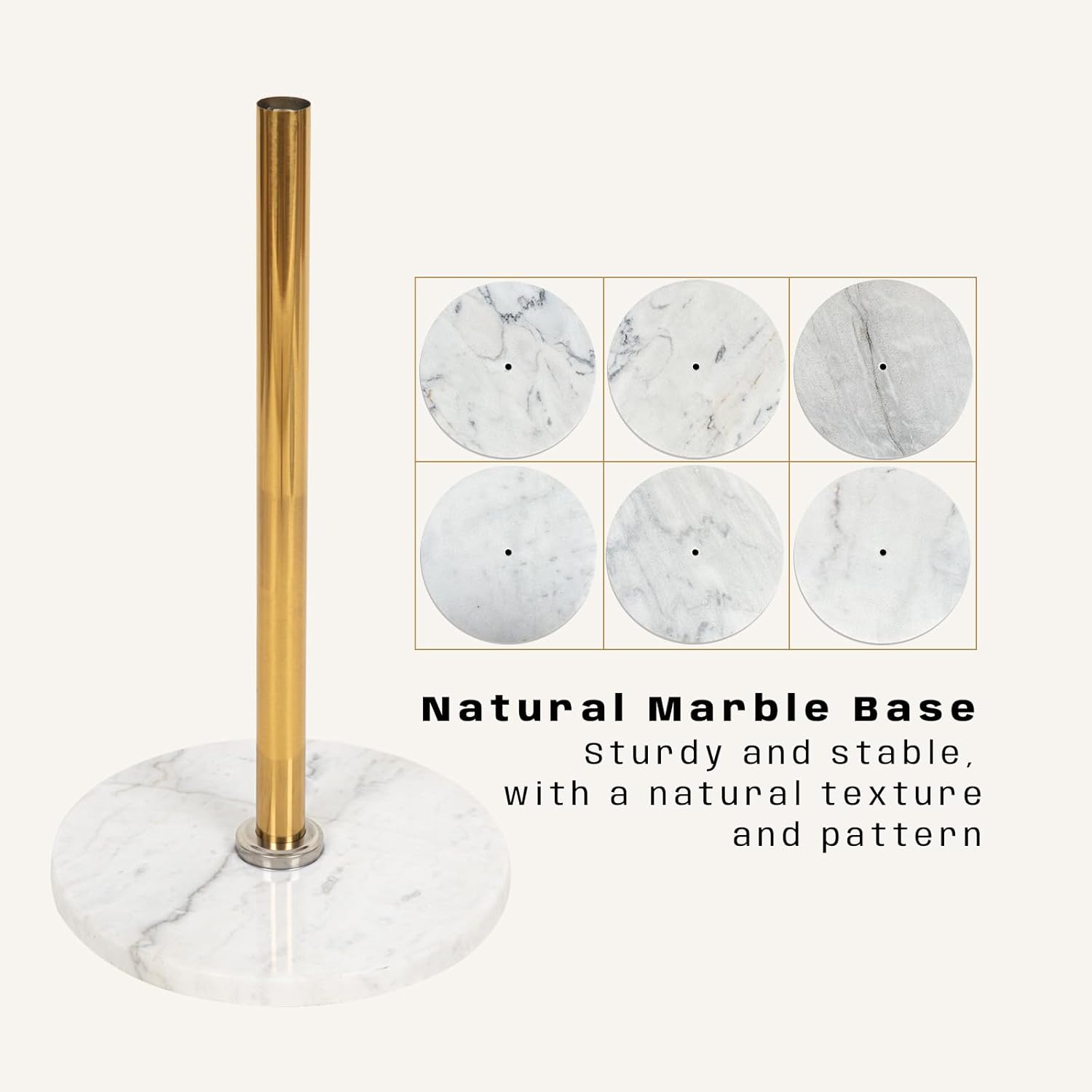 Perchero de metal de acero inoxidable 304 sólido, base de mármol natural puro, 8 ganchos para colgar ropa, sombreros, bolsas