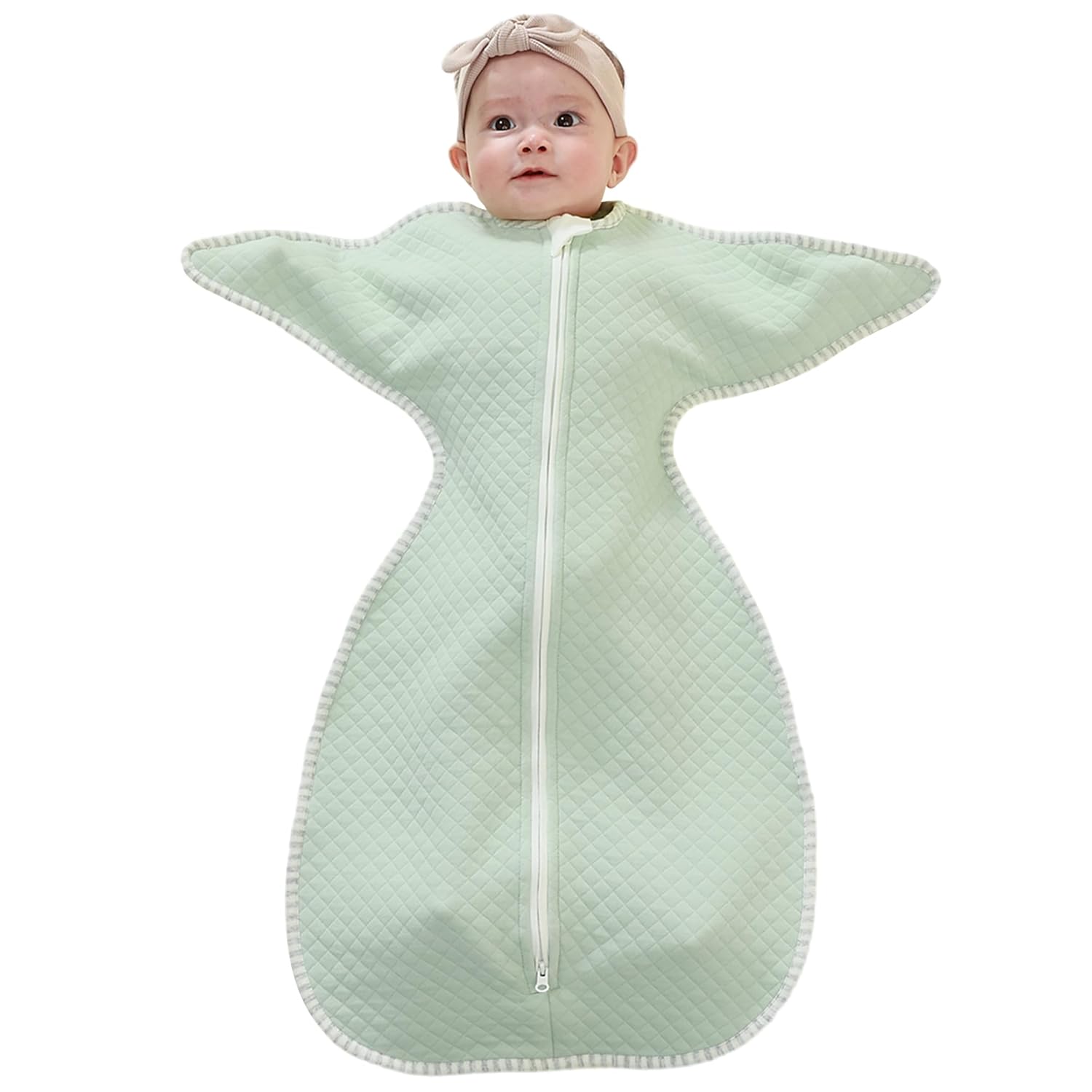ZIGJOY Shark-Fin – Manta de transición  Saco de dormir acolchado de 1.0 tog para bebé, acogedor saco de transición con mangas para dormir mejor,