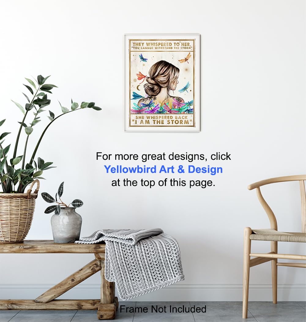 Motivational Boho Wall Art LARGE 11×14 – She Whispered Back I Am The Storm – Positive Quotes Wall Decor – Inspirational Poster – Encouragement Gifts