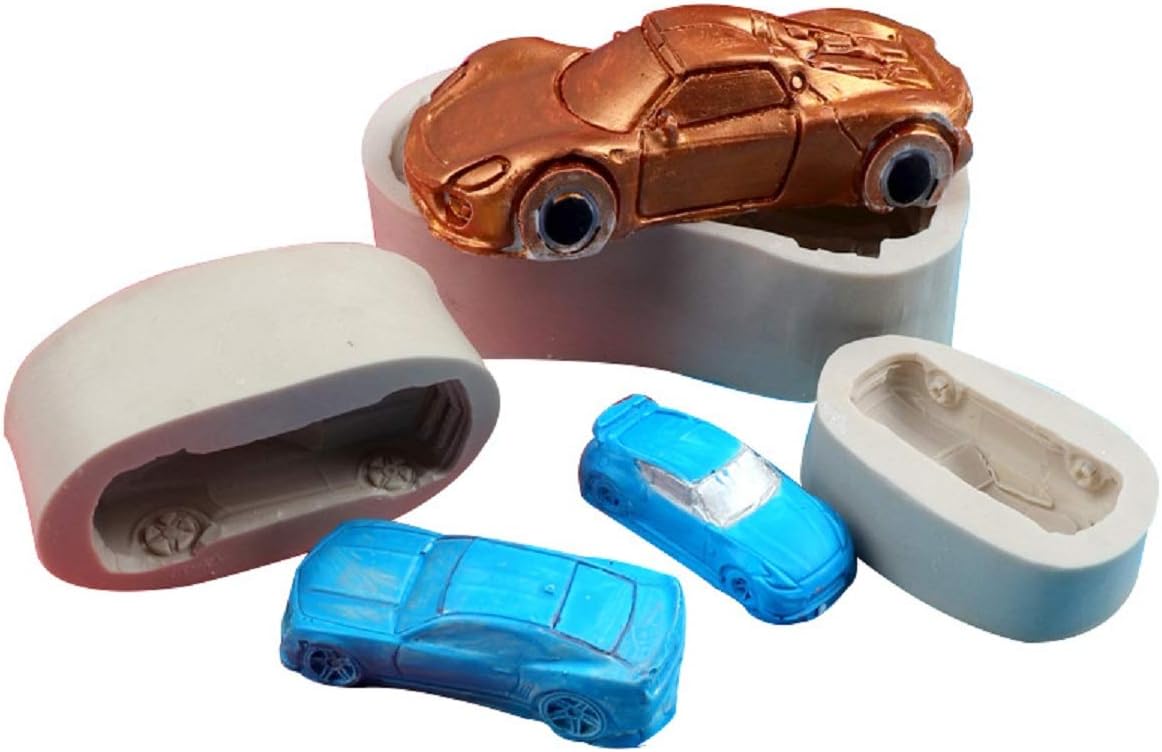 Xidmold Molde de silicona para pastel de carreras de autos deportivos, 3 piezas, molde de silicona para dulces, decoración de tartas, molde para