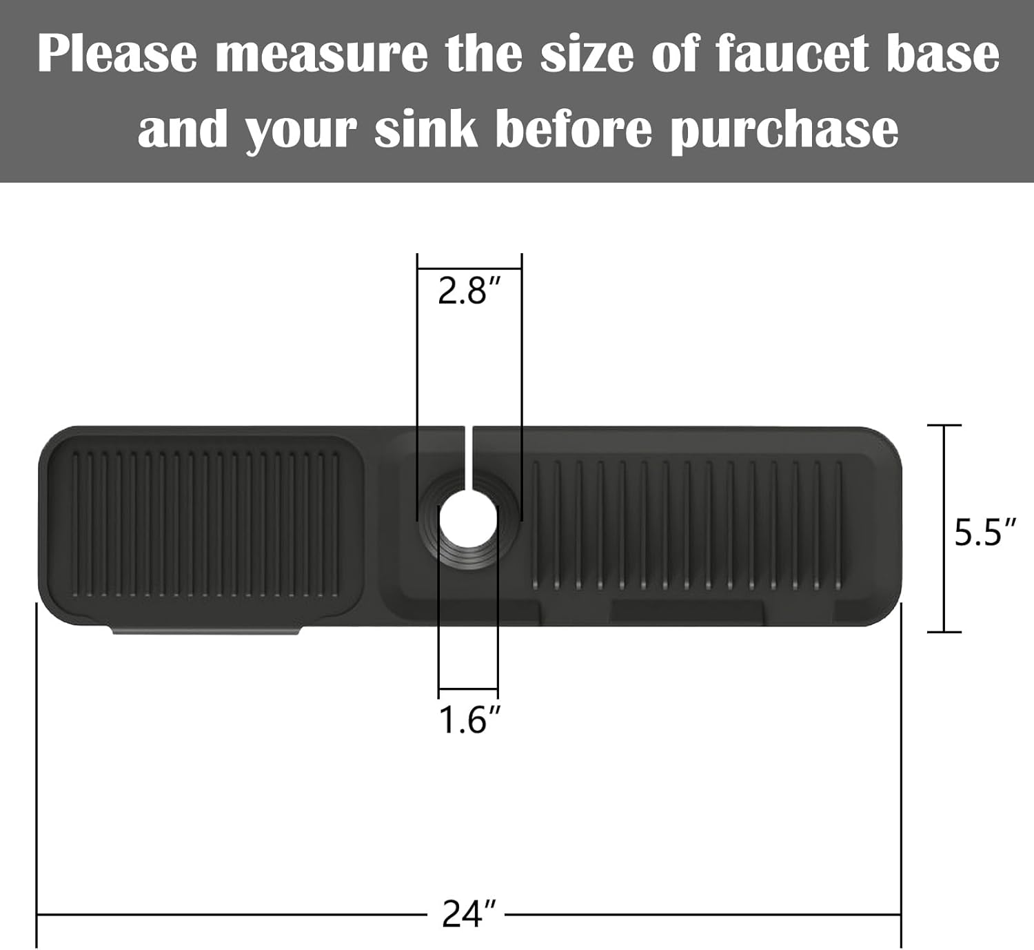 Protector contra salpicaduras de grifo de 24 pulgadas, alfombrilla de silicona para atrapar agua, tapete para fregadero de grifo para cocina, baño,