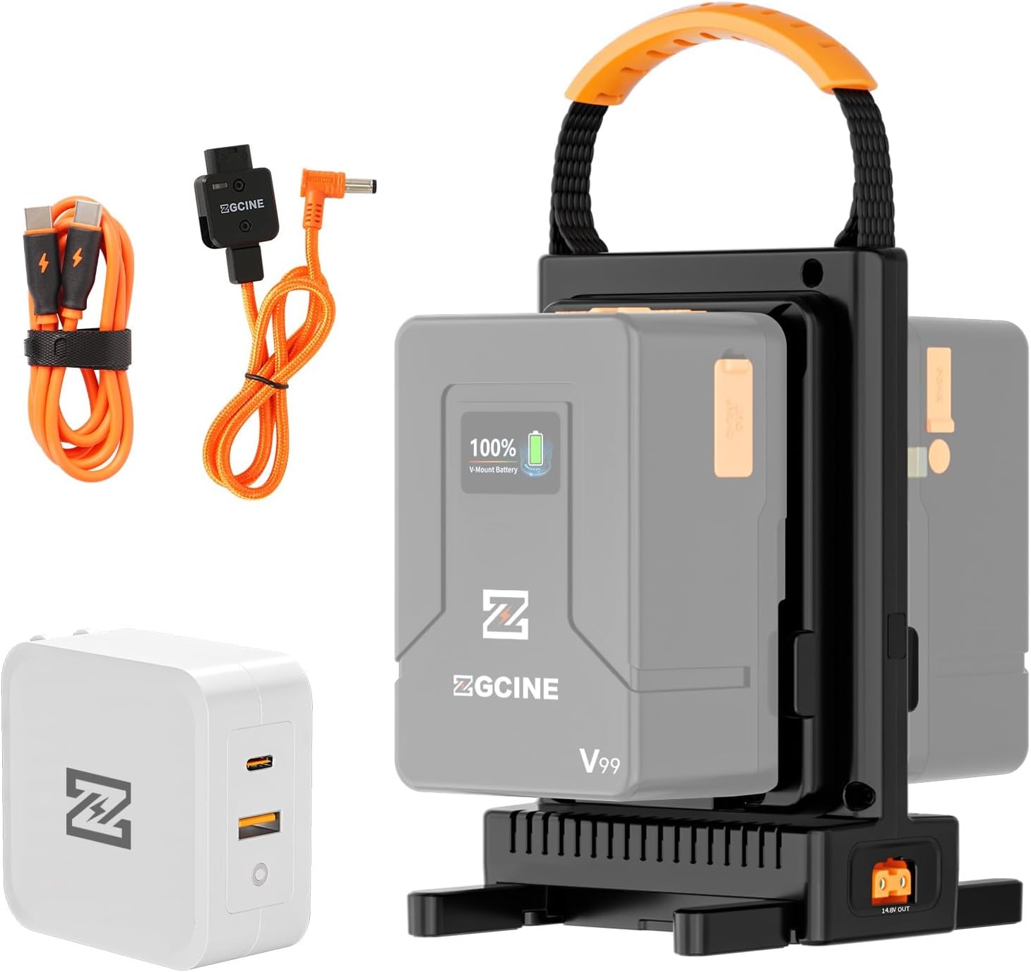 ZGCINE VM-C2 Kit de cargador dual para batería V-Mount V Lock, con fuente de alimentación USB-C PD100W, también compatible con Smallrig Neewer