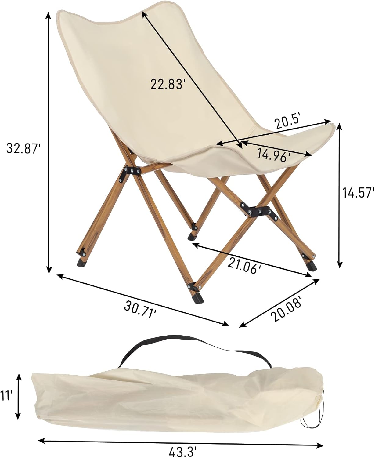 Outvita Silla plegable para campamento, silla portátil de mariposa para exteriores con bolsa de transporte para campamento, picnic, pesca, playa,