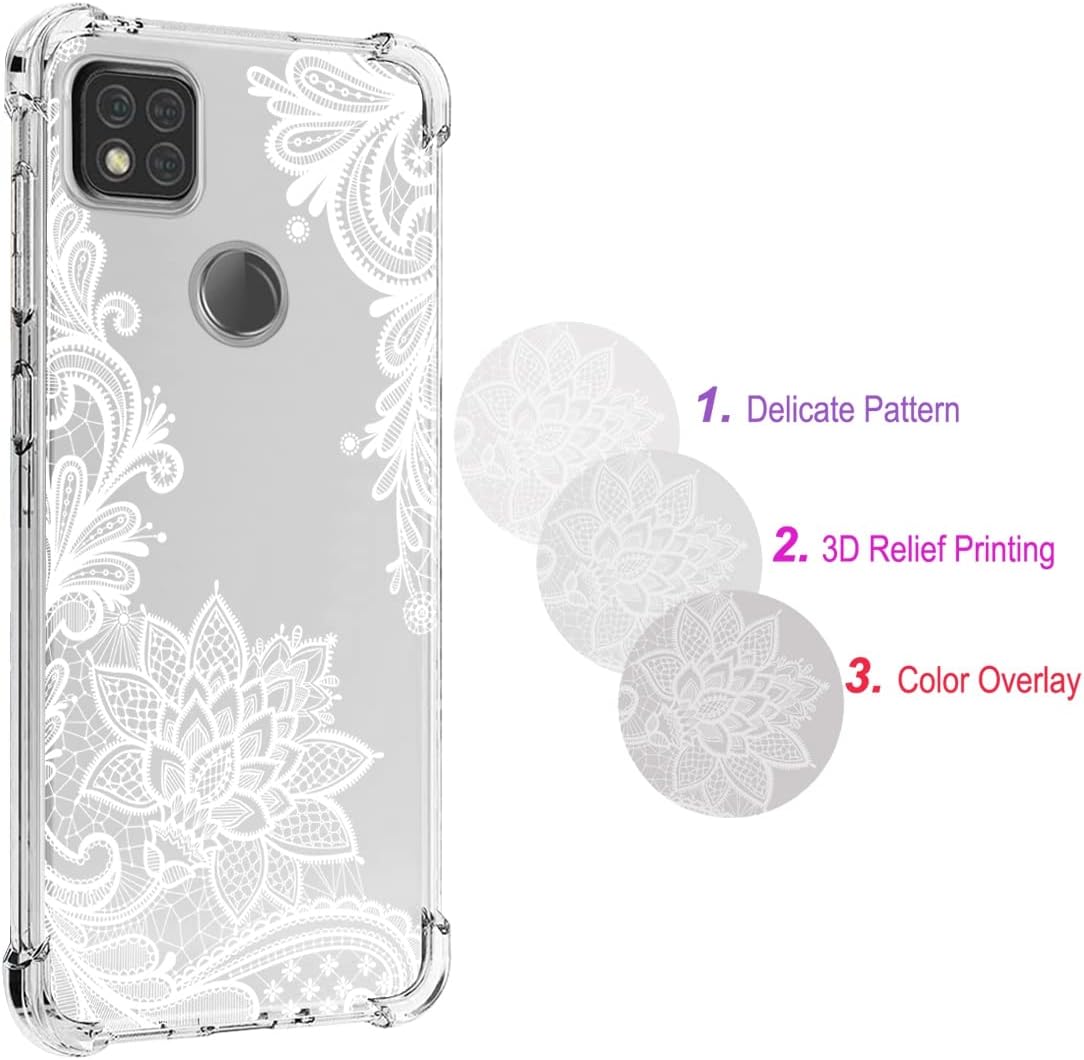 sidande Funda para Xiaomi Redmi 9CRedmi 10ARedmi 9 Activ Funda para Niñas Mujeres, Transparente Floral Suave Flexible TPU Slim Funda Protectora para