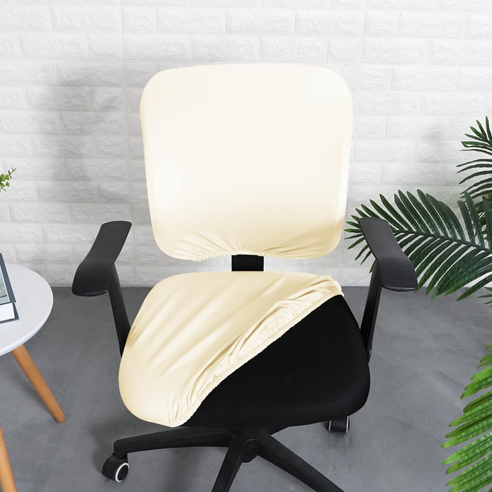 Funda para silla de oficina de poliuretano, impermeable, extraíble, funda de asiento + funda para respaldo, funda protectora elástica, ajuste