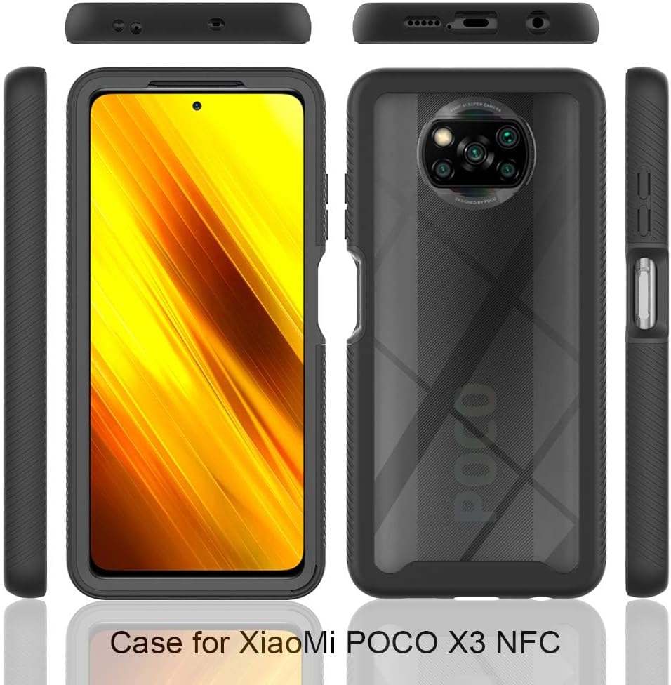 Asuwish Funda de teléfono para Xiaomi Poco X3 ProPocoX3 NFCPoco X3 con protector de pantalla de vidrio templado híbrido resistente resistente
