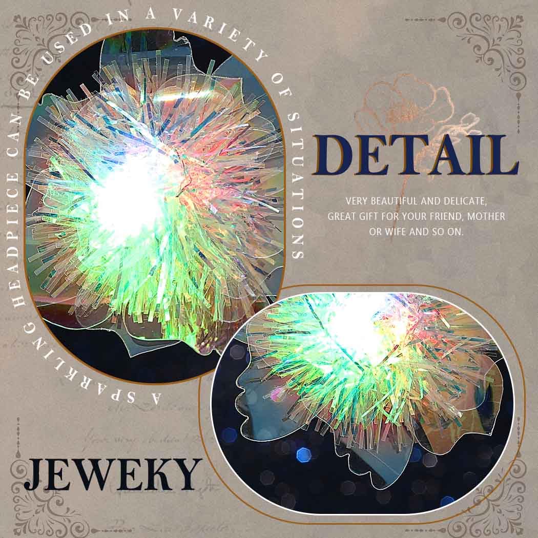 JEWEKY Pinzas para el cabello con luces LED, horquillas brillantes para fiestas rave, accesorios para el cabello para mujeres y niñas (flor colorida)