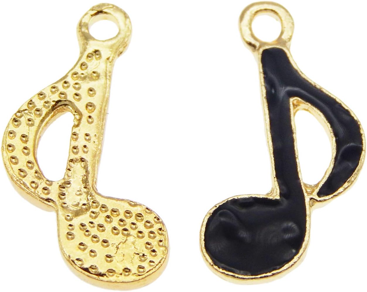 yaokan 40 dijes de notas musicales negras esmaltadas de 0.748 x 0.472 in con ocho notas musicales, colgantes, joyería, collar, pulsera, aretes,