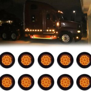 Baceyong Luces de marcador de remolque, 10 luces redondas de remolque ámbar de 2 pulgadas para camiones de caravana, luces de marcador de Baceyong Luces de marcador de remolque, 10 luces redondas de remolque ámbar de 2 pulgadas para camiones de caravana, luces de marcador de