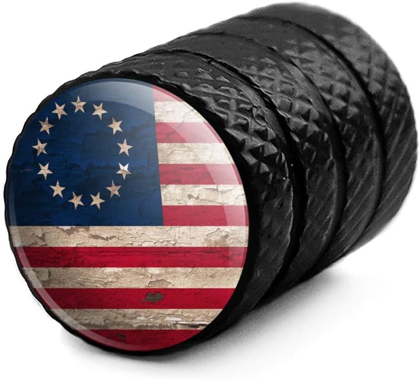 Rustic Betsy Ross 1776 – Tapones de válvula de aluminio con bandera estadounidense envejecida