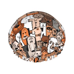 Doodle – Gorro de ducha de perros y gatos para mujer, doble capa impermeable, sombrero de ducha grande diseñado para todos los cabellos Doodle – Gorro de ducha de perros y gatos para mujer, doble capa impermeable, sombrero de ducha grande diseñado para todos los cabellos