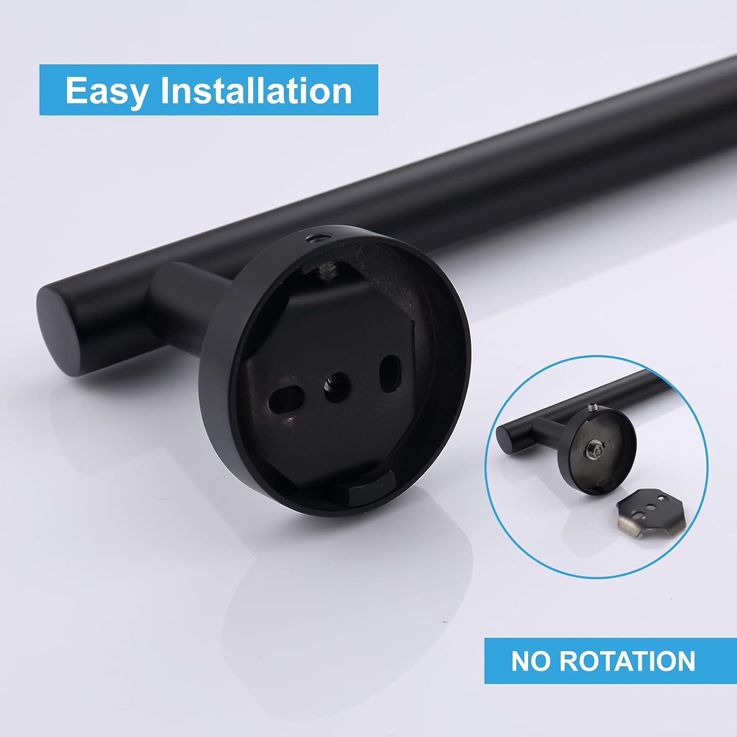 Toallero de baño de 23.6 pulgadas, color negro mate, acero inoxidable SUS304 de alta calidad, estilo redondo, toallero resistente, soporte para