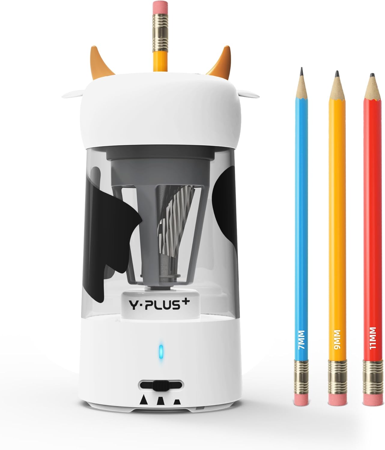 Sacapuntas eléctrico para niños, bonito sacapuntas completamente automático para aula, enchufe de lápiz de colores para servicio pesado, suministros