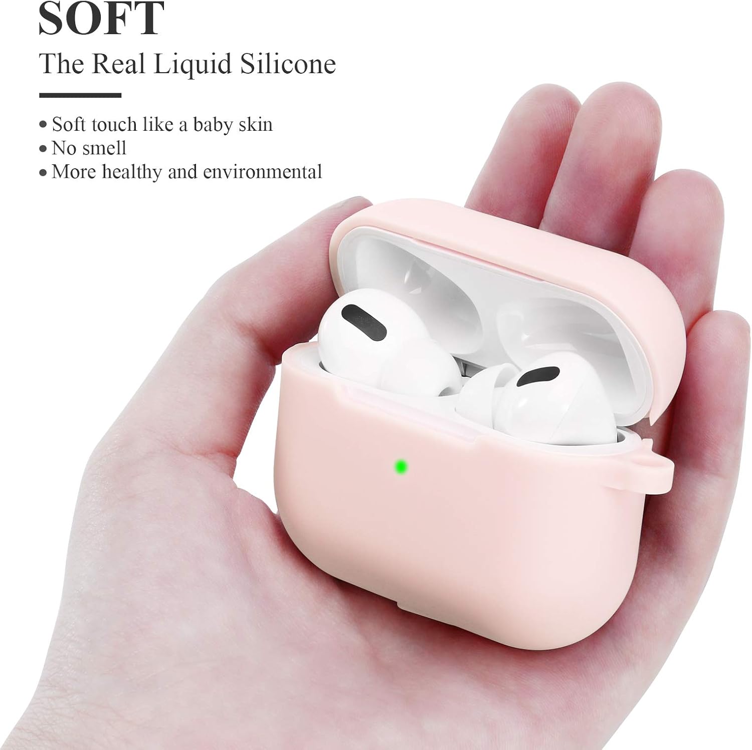 Funda de silicona para AirPods Pro a prueba de golpes, compatible con Apple AirPods Pro LED frontal visible con mosquetón Funda de carga para AirPod