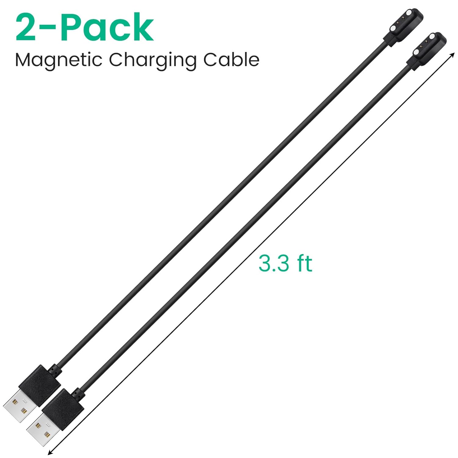 YEAOI Paquete de 2 cargadores magnéticos para collar de ladrido de perro DINJOO, cable de carga USB, color negro