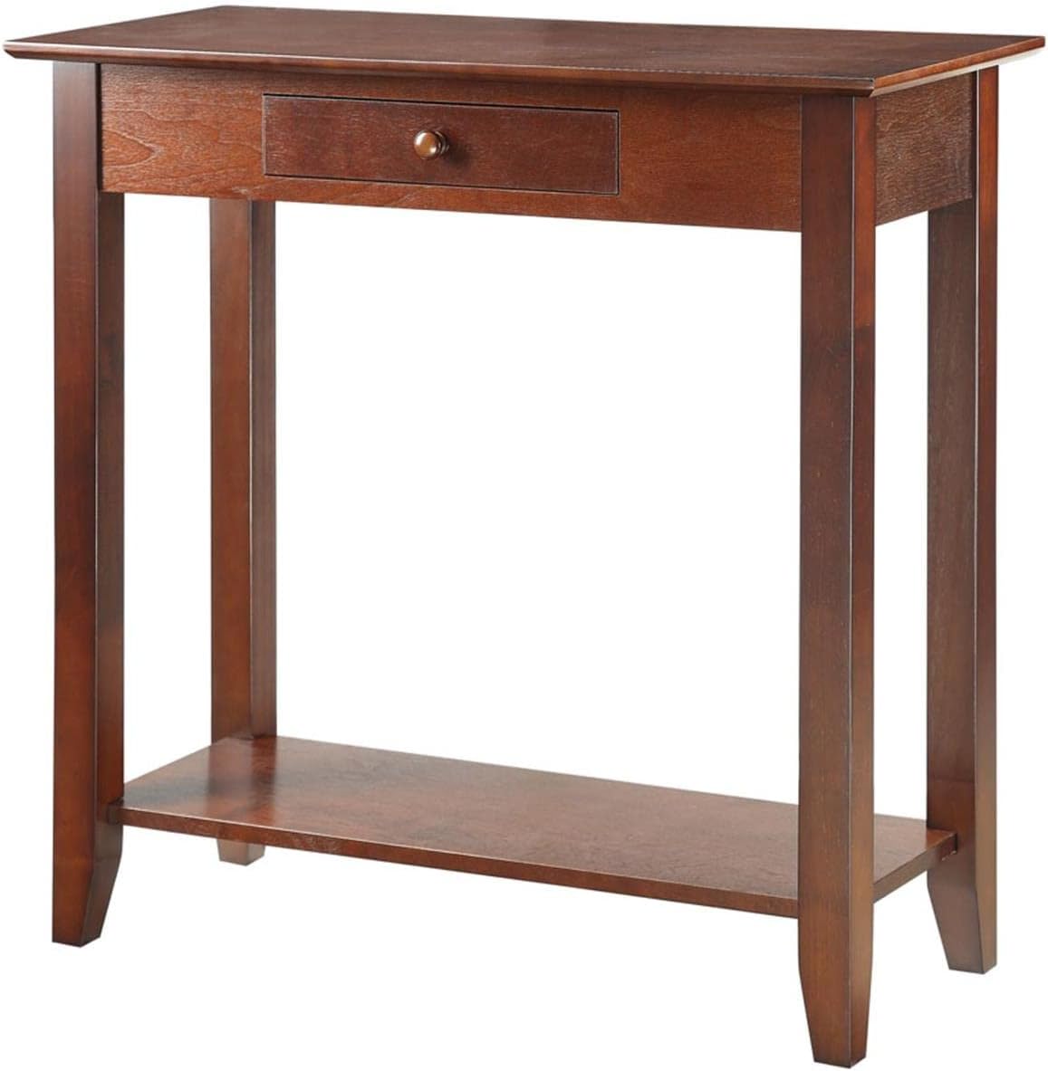 Convenience Concepts American Heritage – Librero de escalera con cajón para archivos, base de madera, Espresso