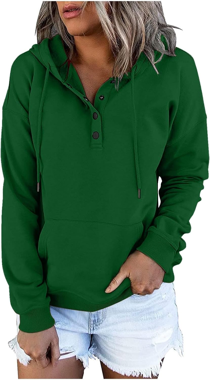 SNKSDGM Sudadera con capucha de manga larga con capucha y media cremallera para mujer, ajuste holgado, de algodón, ropa de otoño