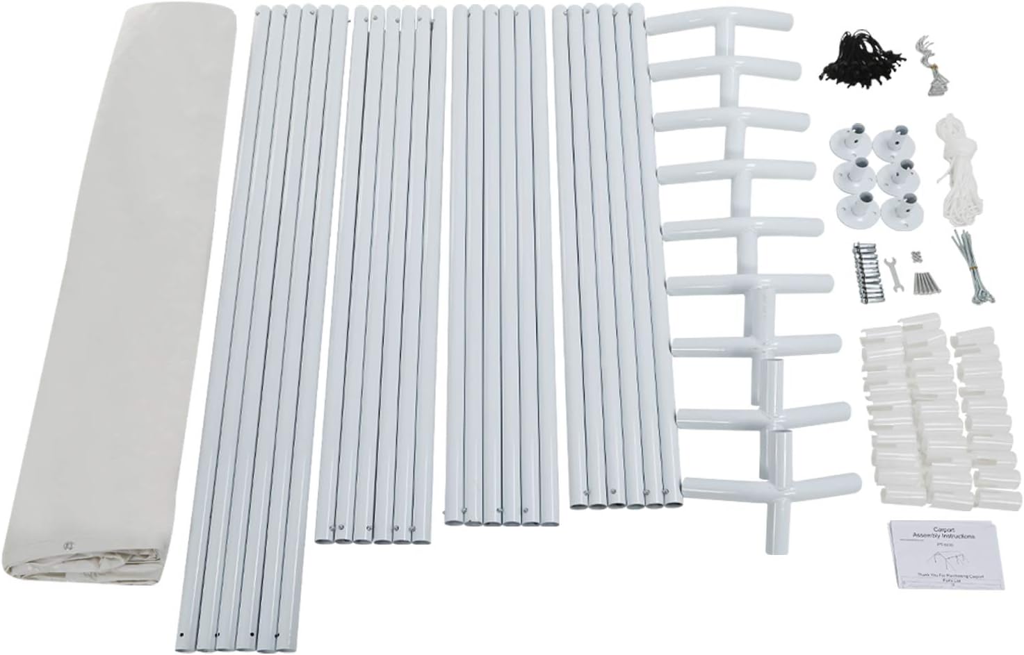 Carport – Tienda de campaña resistente de 10 x 20 pulgadas, kit de cochera de metal, tienda de campaña con 6 patas de acero reforzado para