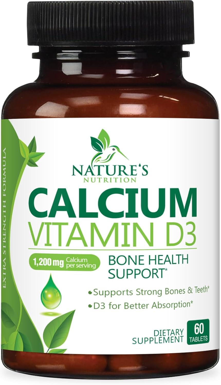 Suplemento de calcio con vitamina D  1200 mg de carbonato de calcio con 1600 UI de vitaminas D3  Apoya la fuerza ósea, los dientes y el sistema