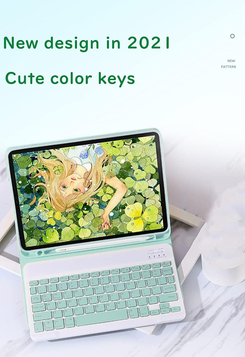 Teclado a color para Galaxy Tab S6 Lite de 10.4 pulgadas modelo 2020 SM-P610P615 funda de teclado bonita funda desmontable inalámbrica Bluetooth