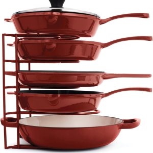 Cuisinel Organizador de sartenes para sartenes de hierro fundido, planchas y ollas, construcción de acero resistente, soporta hasta 50 libras, color Cuisinel Organizador de sartenes para sartenes de hierro fundido, planchas y ollas, construcción de acero resistente, soporta hasta 50 libras, color