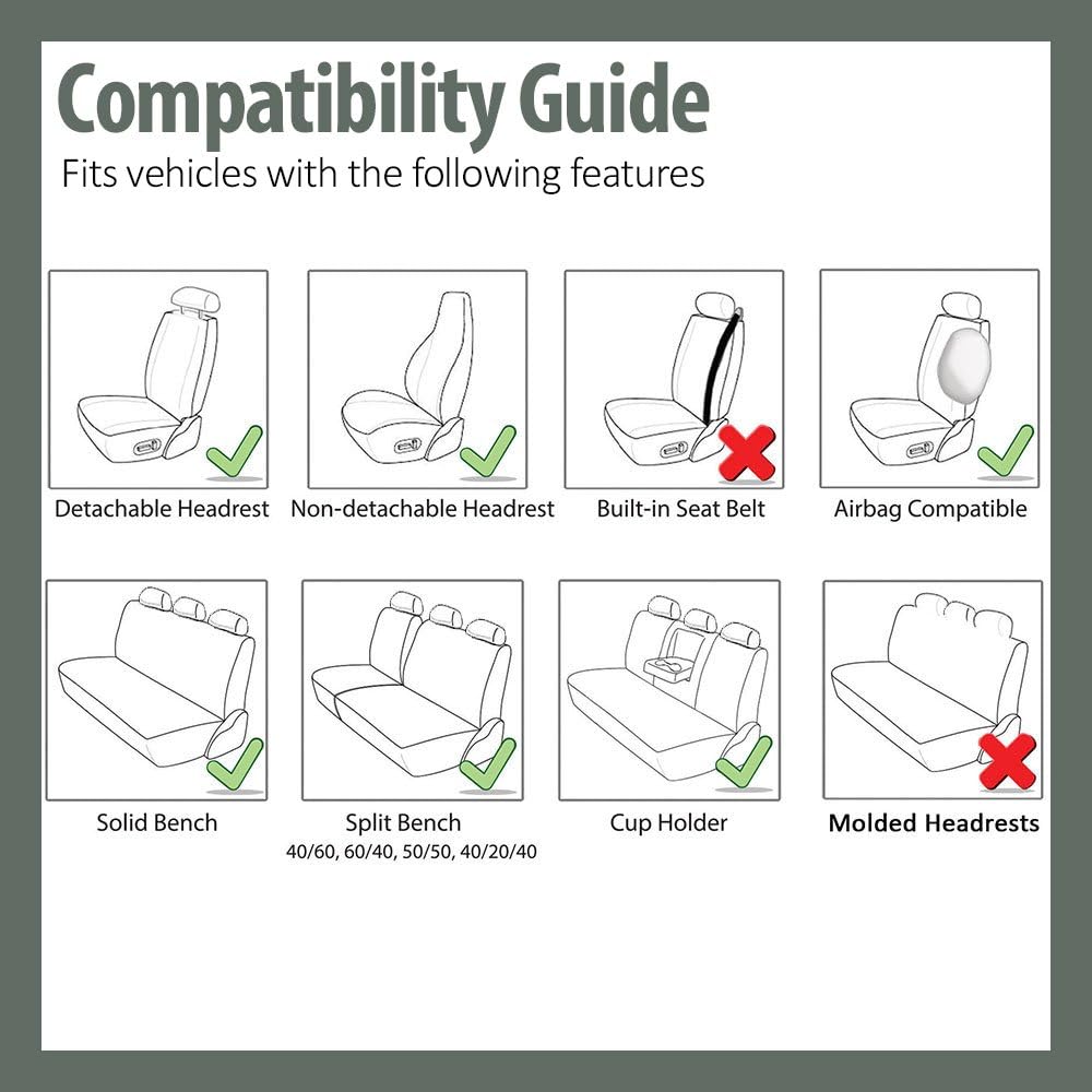 FH GROUP FH-FB070115+FH2033, protectores de asiento de auto deportivos, compatibles con bolsa de aire y bancos con separación con protector de