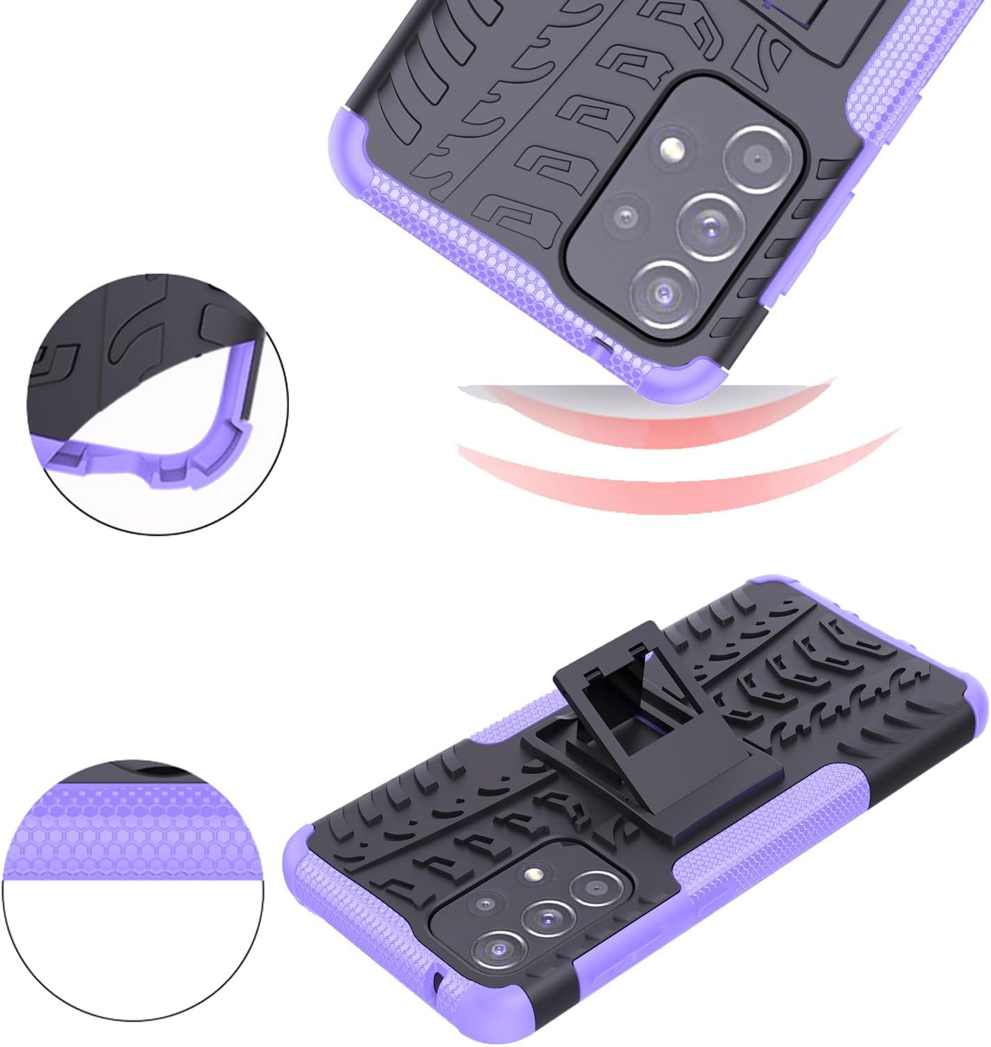 Asuwish Funda para teléfono Samsung Galaxy A53 5G con protector de pantalla de vidrio templado y soporte delgado, híbrida, resistente, funda