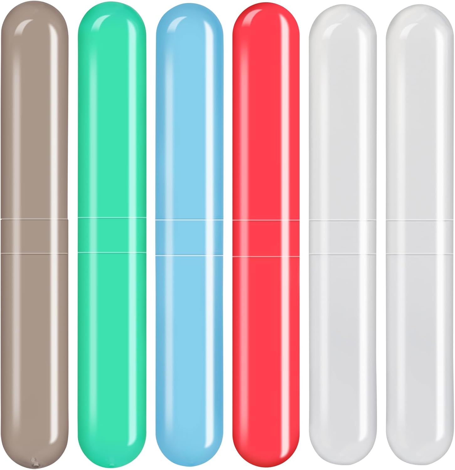 Paquete de 6 fundas para cepillos de dientes de viaje, soporte portátil transpirable para cepillos de dientes, contenedor de plástico para viajes,