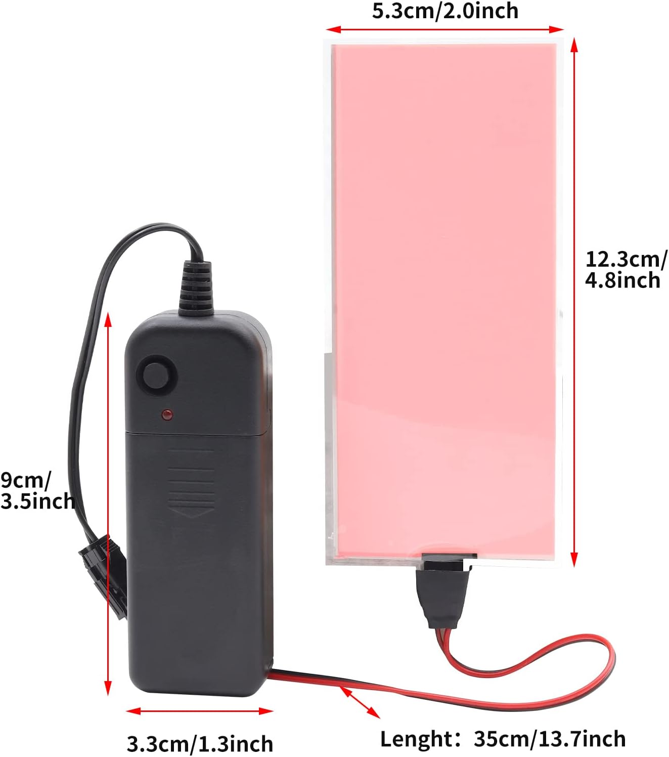 2PCS 4.7 * 2.0 in EL Panel de luz electroluminiscente Hoja de luz Decoración Luz Lámpara Hoja de neón con inversor de batería (blanco)