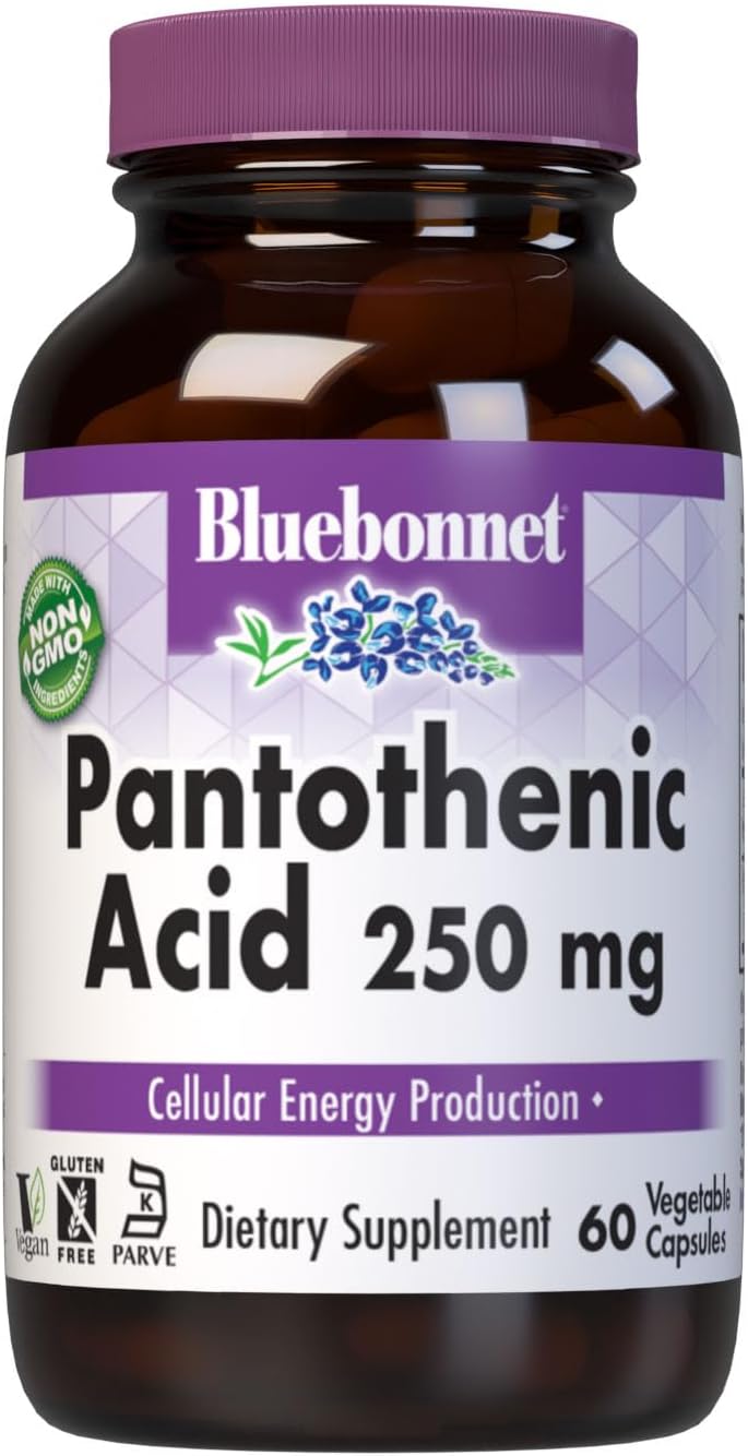 Bluebonnet Ácido pantoténico 250 mg cápsulas vegetales, 60 unidades