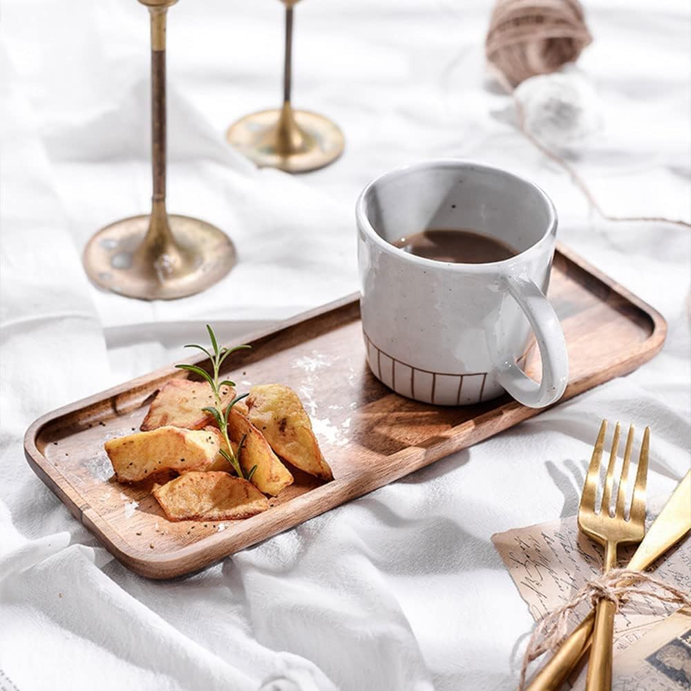 Paquete de 1 bandejas rectangulares de madera de acacia de 14 x 5.5 pulgadas, perfectas para embutidos, frutas, aperitivos y tablas de queso, diseño