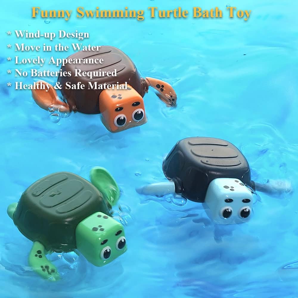 Windup – Juguete de baño de tortuga, juguete de agua de tortuga marina, juguete de tina de tortuga, juguete flotante de tortuga, juguete para la