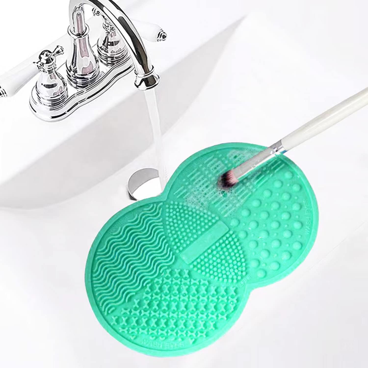 Tapete de limpieza de brochas de maquillaje, cepillo de limpieza de maquillaje de silicona, herramienta de lavado portátil, limpiador de brochas