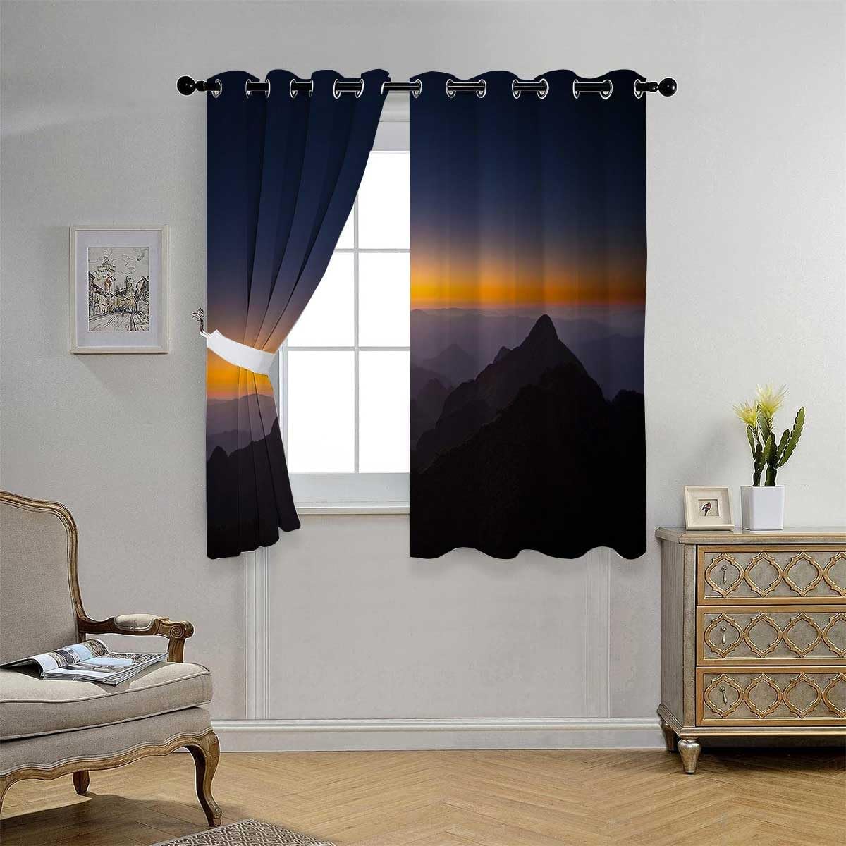 YANFENQI Drapes and Sheers Set Colorful_Scenery Sky Door Privacy Curtain Cortinas para Ventanas De Cuarto 55Inch Width by 55Inch Length,2 Panels