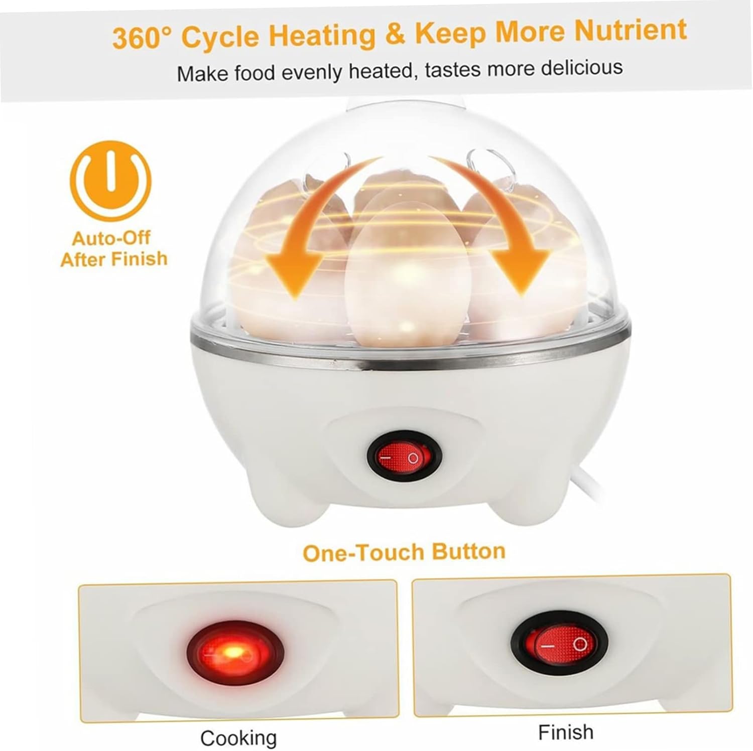 Vaporizador de huevos de 7 huevos vaporizador de huevos eléctrico taza de huevo caldera de huevos vaporizador eléctrico huevo blanco escalfador