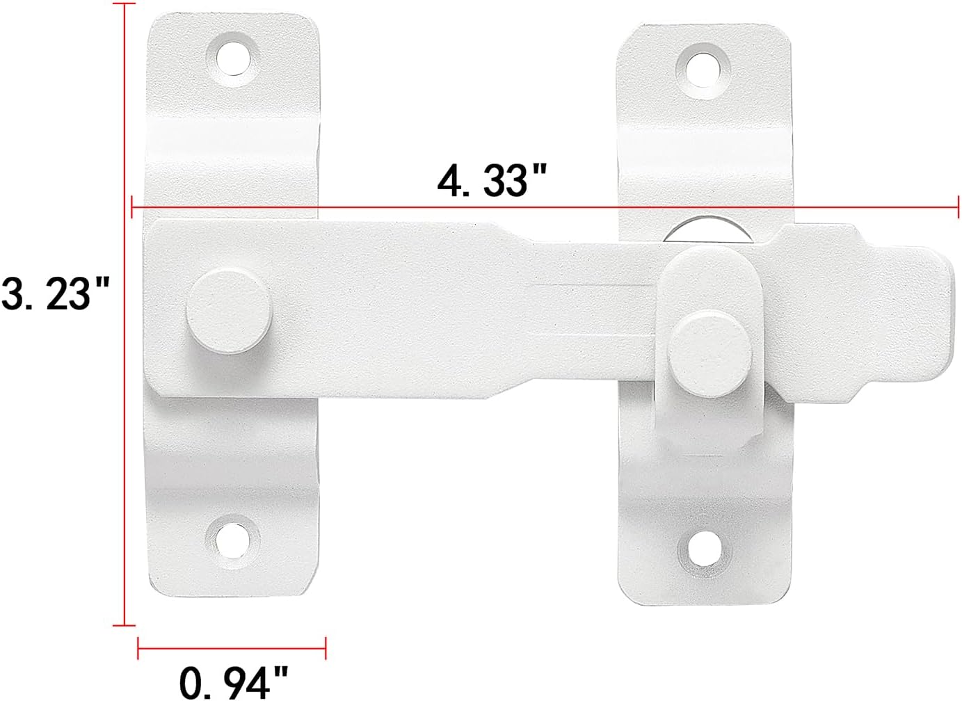 INIRET Paquete de 2 pestillos para puerta de granero, 4.33 x 3.23 pulgadas, acero inoxidable blanco mate, cerraduras de puerta abatible, cerradura