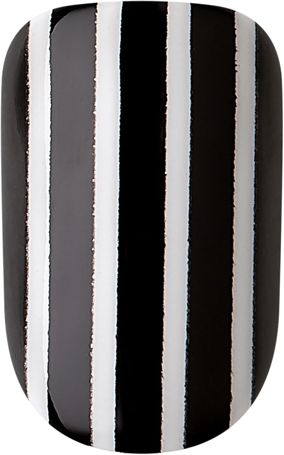 KISS Voguish Fantasy – Uñas de Halloween, color blanco y negro, longitud corta, forma cuadrada, pegamento de uñas de gel rosa (0.07 oz), lima de